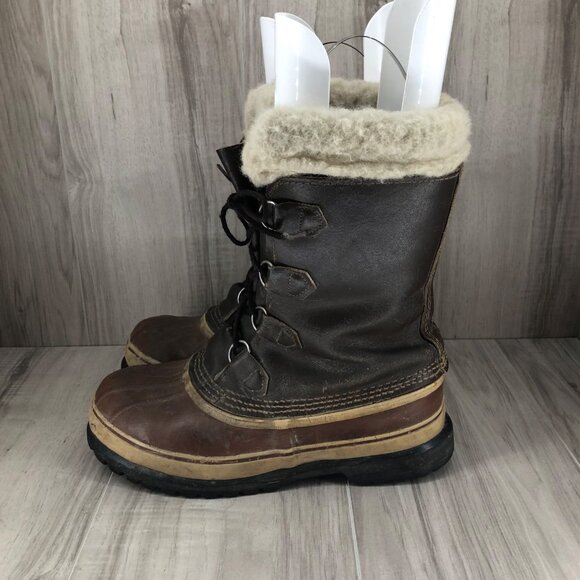 Kaufman Boots Mens 9 Brown Leather Duck Boot Winter Lined Lace Up - Picture 2 of 14